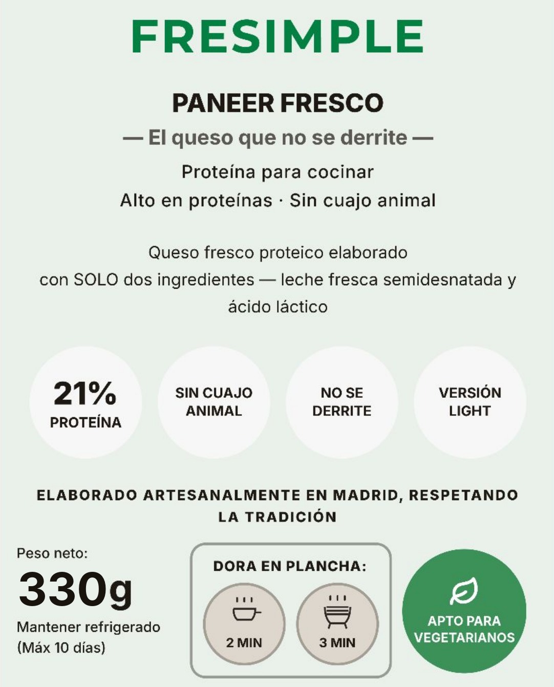 Paneer Light Fresimple - Etiqueta Frontal