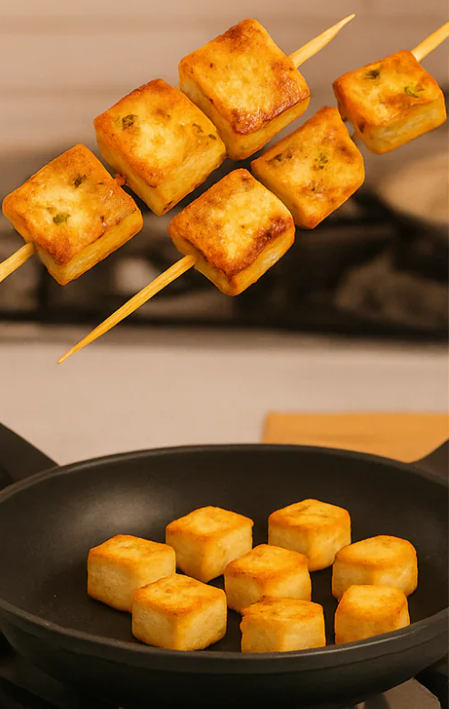 Brochetas de Paneer BBQ